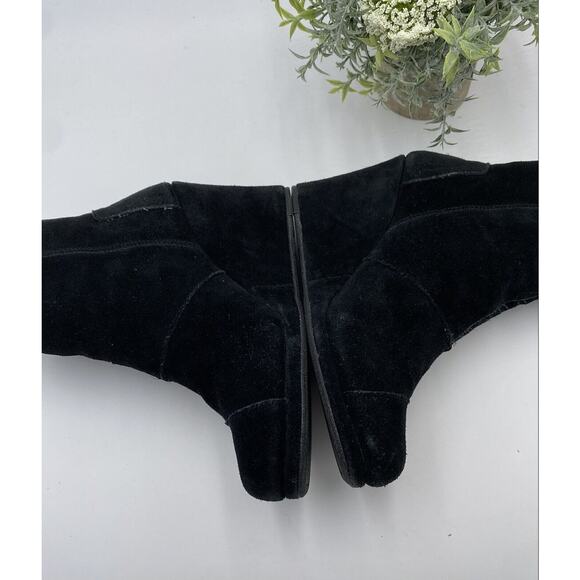 Toms Desert Wedge Black Suede Ankle Booties Shoes Size 7 Exposed Seams Zipper - Picture 4 of 10